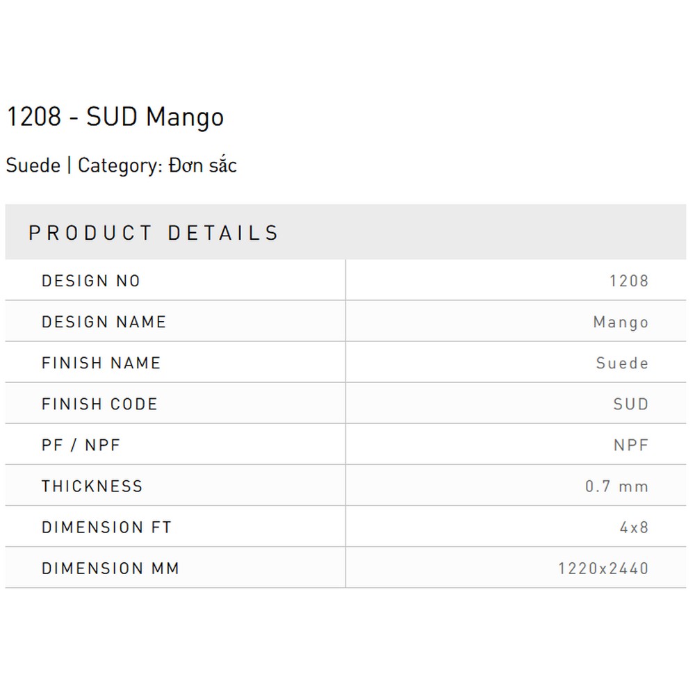 Laminate Splendor 1208-SUD-Mango bề mặt màu Mango