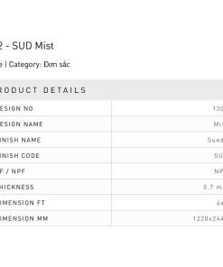 Laminate Splendor 1302-SUD-Mist bề mặt màu Mist