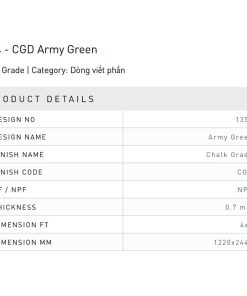 Laminate Splendor 1354-CGD-Army-Green bề mặt màu xanh Army Green