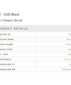 Laminate Splendor 1401-SUD-Black bề mặt màu đen sang trọng