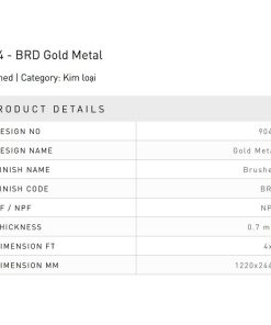 Laminate Splendor 9044-BRD-Gold-Metal bề mặt kim loại Gold